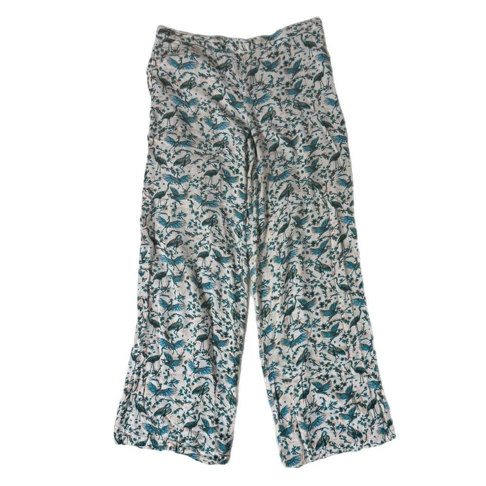 Onia Anthropologie Womens Mila Crane Print Wide Leg Pants Bohemian Size Medium